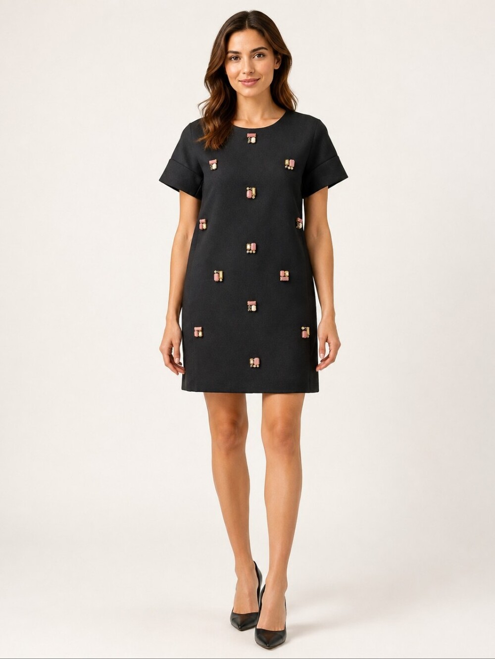 Kate Spade Black Jeweled Embellished Shift Dress Size 10